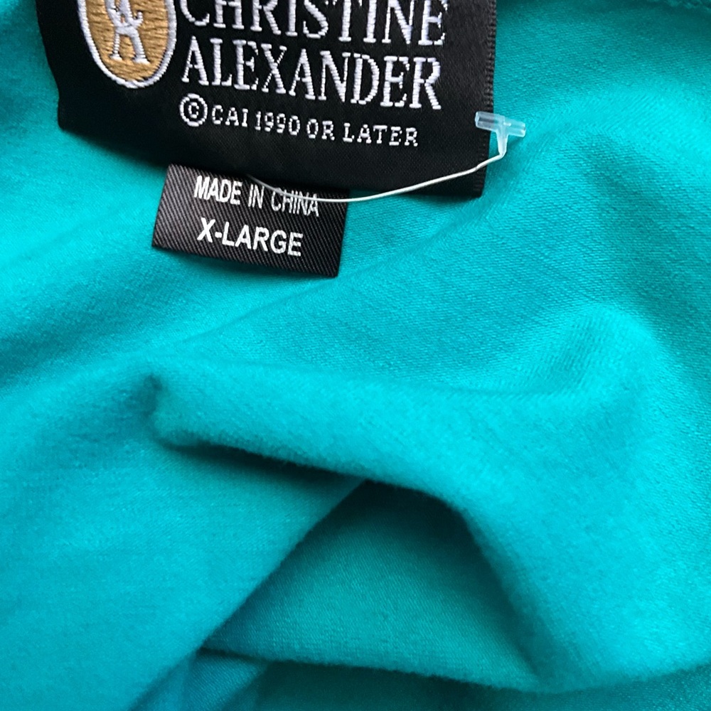 Women’s VINTAGE Teal Long-Sleeve Top with SSSequin Floral Accent - Picture 4 of 4
